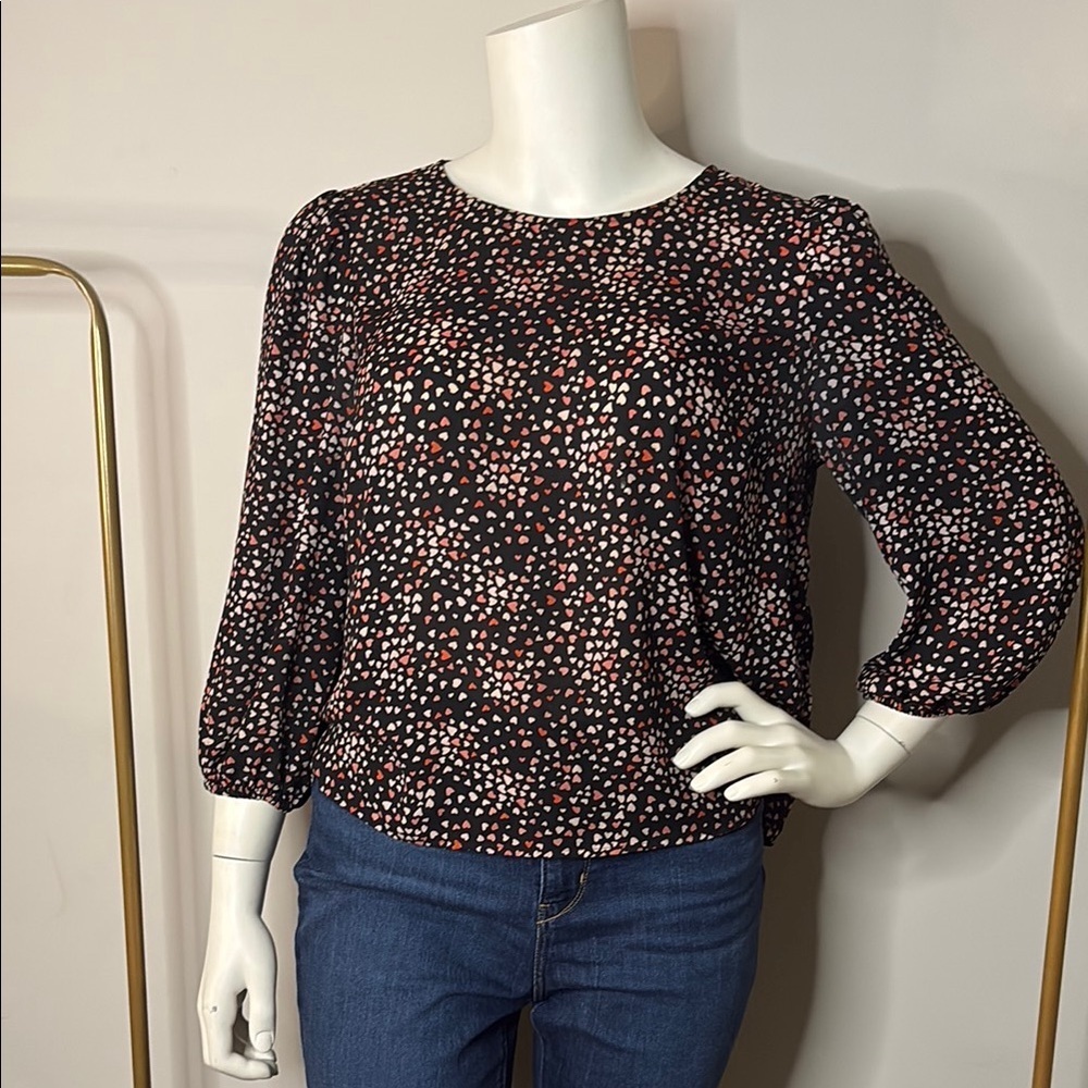 Apt. 9 Brown and White 3/4 Sleeve Blouse - Picture 1 of 6